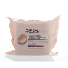 Loreal Skin expert reinigingsdoekjes droge/gevoelige huid (25 st)