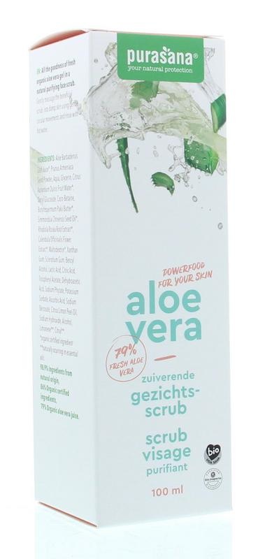 Purasana Purasana Aloe vera gezichtsscrub reinigend/gommage bio (100 ml)