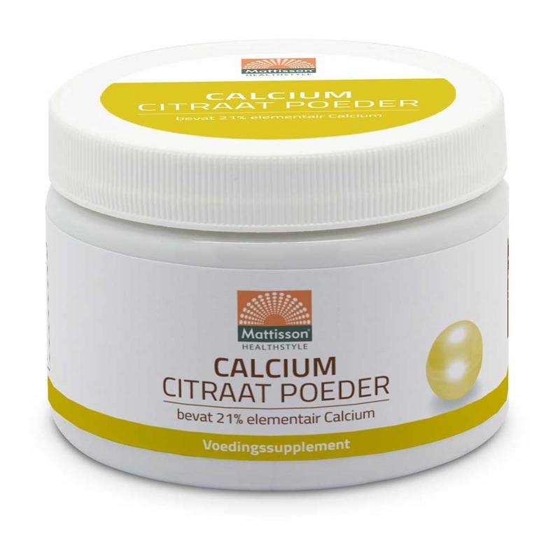 Mattisson Mattisson Calcium citraat poeder - 21% elementair calcium (125 gr)