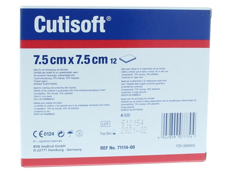 Cutisoft Cutisoft Vliescompres steriel 7,5 x 7,5cm (12 st)