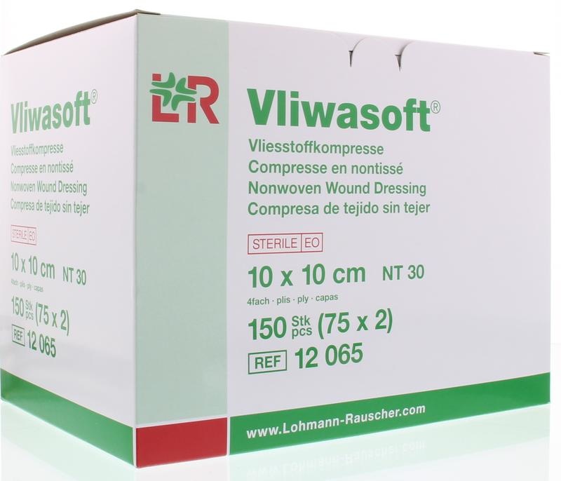 Vliwasoft Vliwasoft Vlieskompres 10 x 10cm 4-laags 75 x 2 st (150 st)