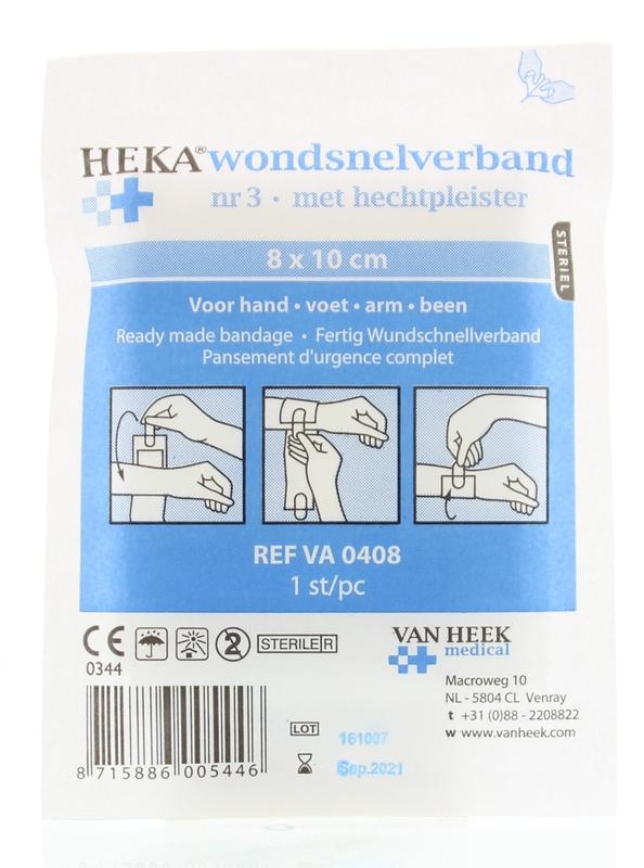 Heka Heka Snelverband nr.3 8cm x 10cm steriel (1 st)