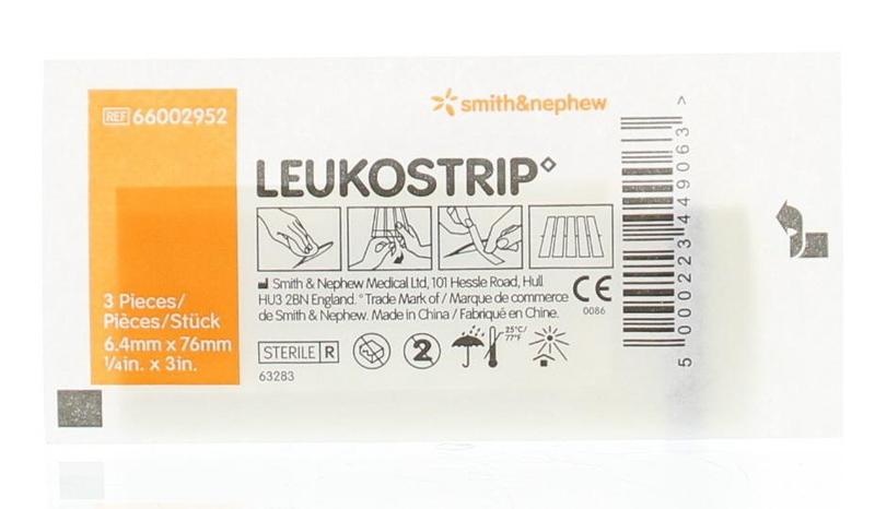 Leukostrip Leukostrip Steriel strip 6.4 x 76mm (3 st)