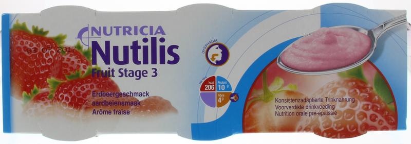 Nutricia Nutricia Nutilis fruit stage 3 aardbei 3x150 gr (1 st)