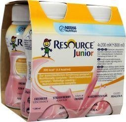 Resource Junior aardbei 200 ml (4 stuks)
