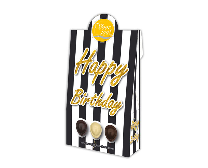 Voor Jou! Voor Jou! Cadeau doos black & white happy birthday (100 gr)