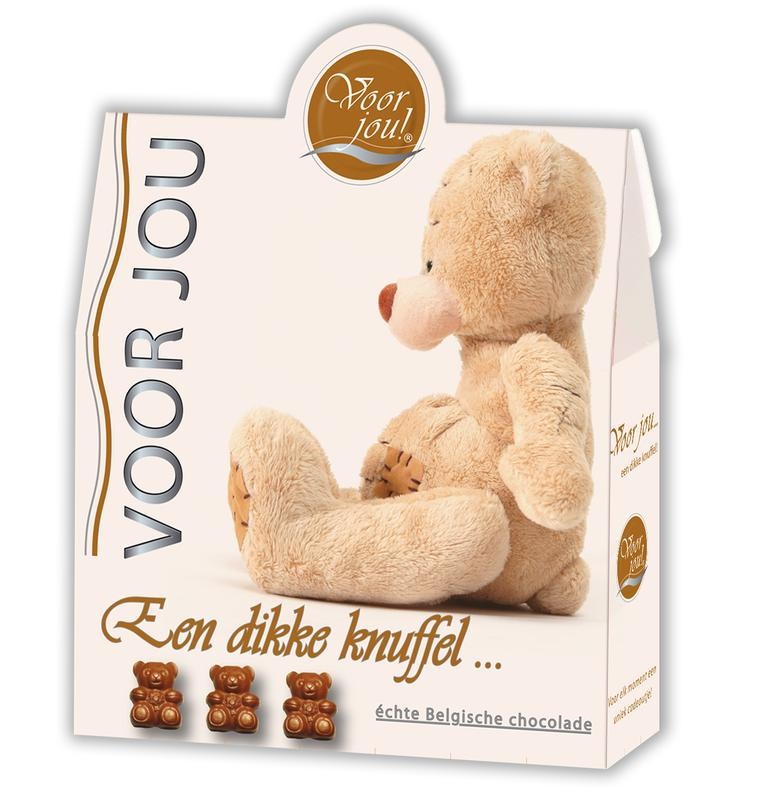 Voor Jou! Voor Jou! Cadeau doos trendy beertjes dikke knuffel (100 gr)