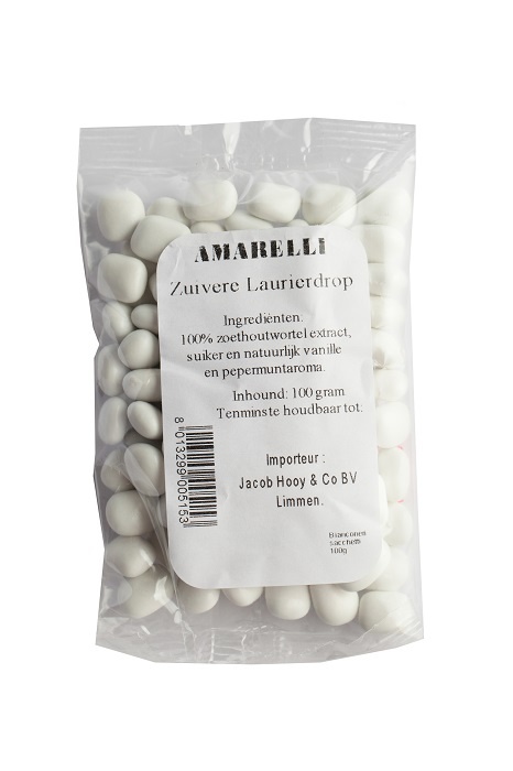 Amarelli Amarelli Laurierdrop pepermunt wit zakje (100 gr)