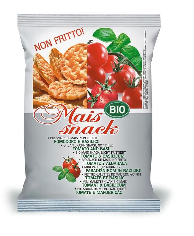 Bio Alimenti Bio Alimenti Mais snack tomaat & basilicum bio (50 gr)