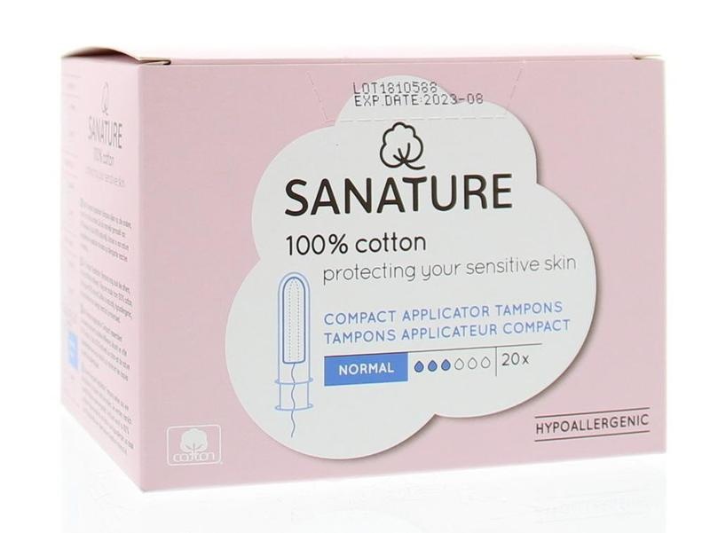 Sanature Sanature Tampons normaal compact applicator (20 st)