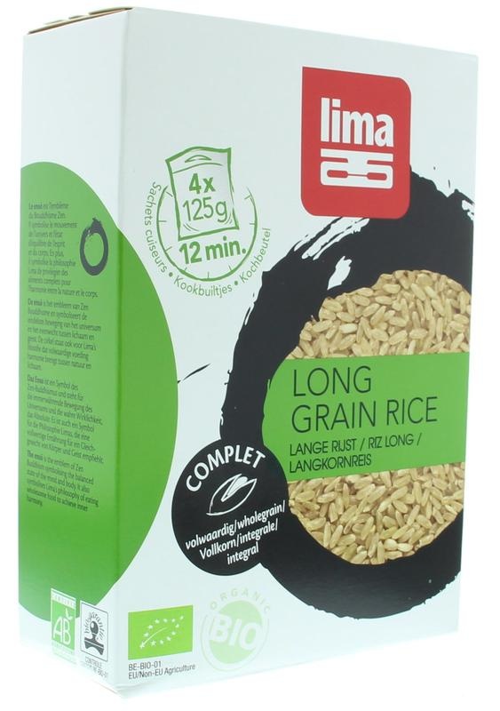 Lima Lima Rijst lang kookbuiltjes 4 x 125 gr bio (500 gr)