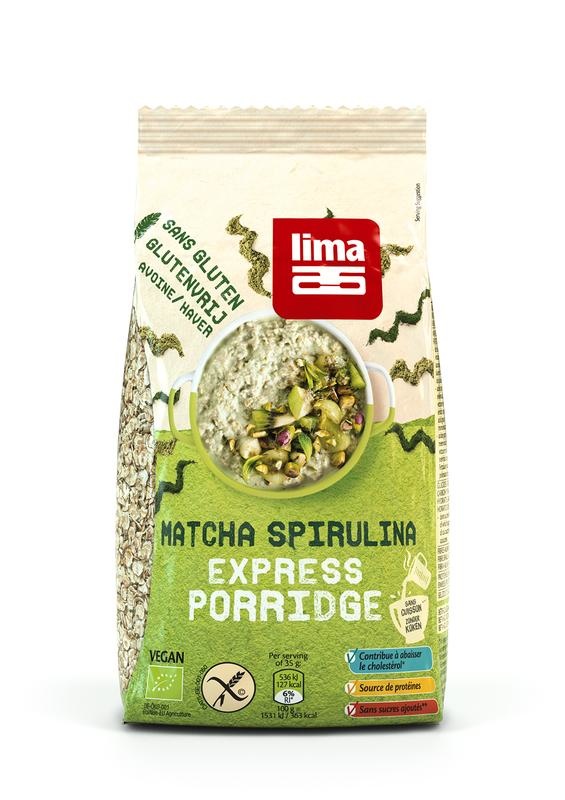 Lima Lima Porridge express matcha spirulina bio (350 gr)