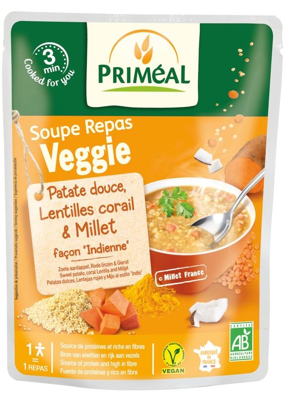 Primeal Zoete aardappel soep indian style (250 ml)