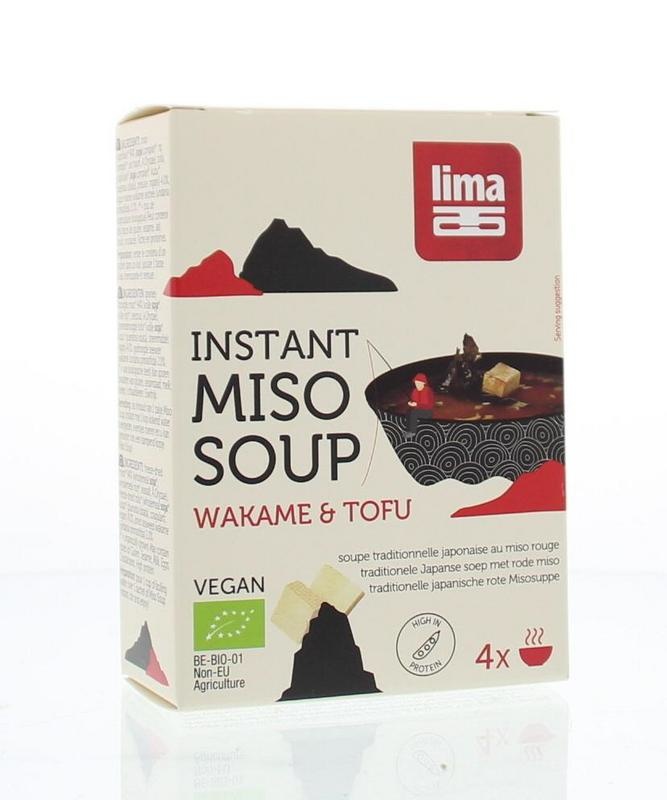 Lima Lima Instant miso soep wakame tofu 4 x 10 gr bio (40 gr)