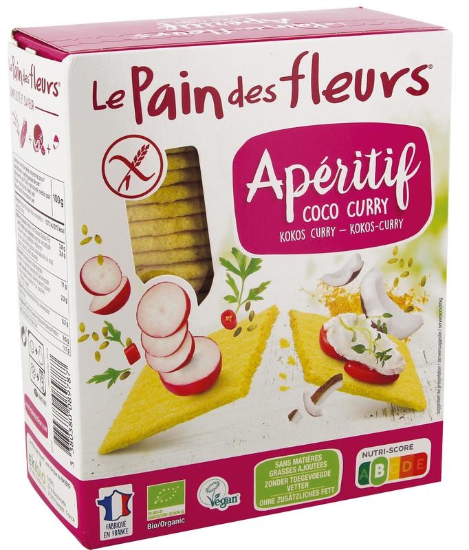 Pain Des Fleurs Pain Des Fleurs Aperitif crackers kokos/curry bio (150 gr)