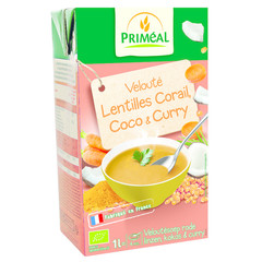 Primeal Soep Indiaans rode linzen kokos curry bio (1 ltr)