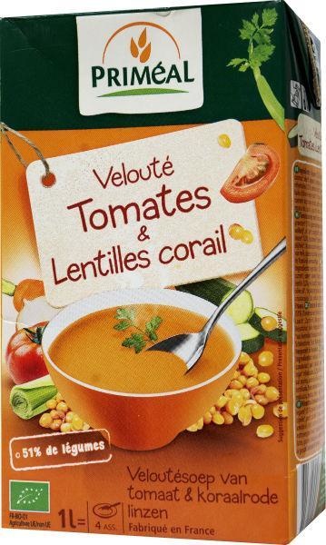 Primeal Primeal Veloute gebonden soep tomaat linzen bio (1 ltr)