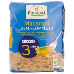 Primeal Macaroni halfvolkoren snelkook 3 minuten bio (500 gr)