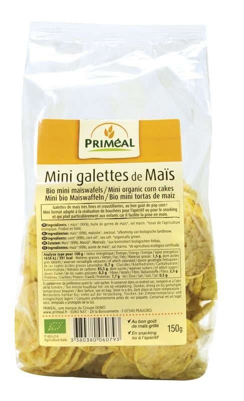 Primeal Bio mini maiswafels (150 gram)