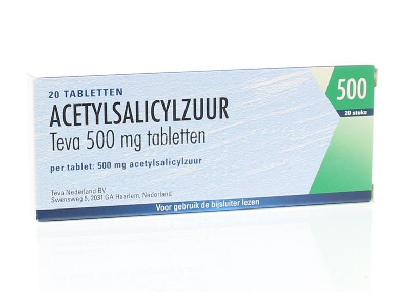 Teva Acetylsalicylzuur 500 mg (20 Tabletten)