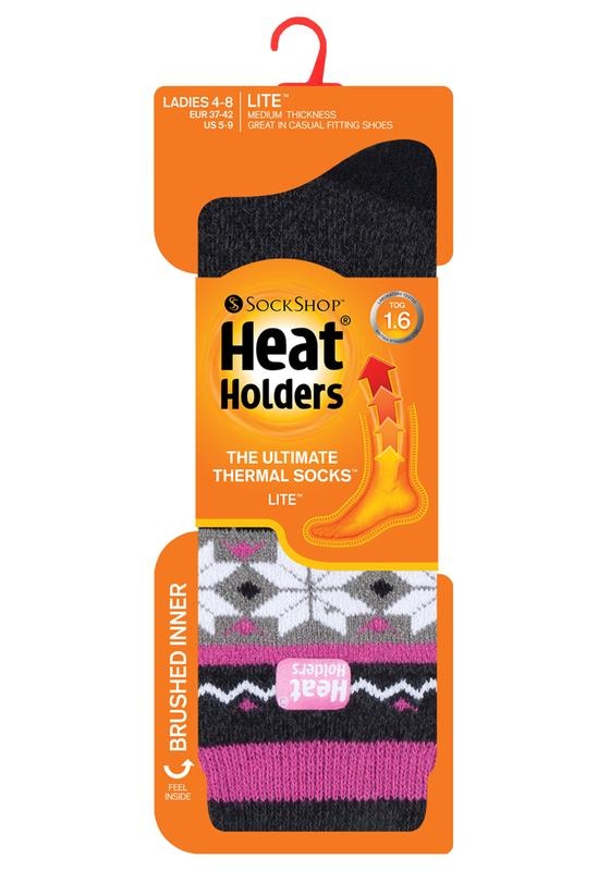Heat Holders Heat Holders Ladies socks lite fairisle maat 4-8 rivington blac (1 Paar)