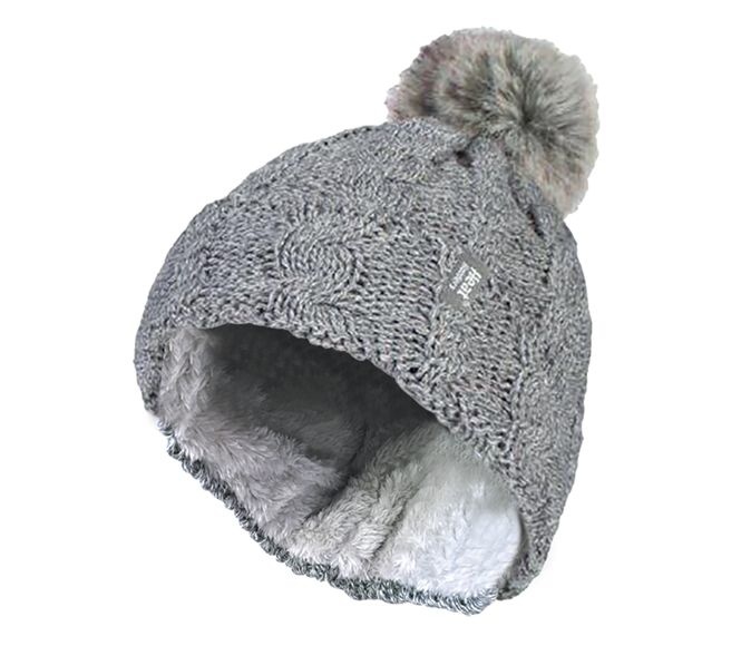 Heat Holders Heat Holders Ladies turnover cable hat with pom pom light grey (1 st)