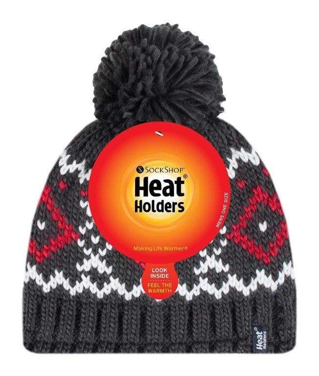 Heat Holders Heat Holders Mens pom pom hat Helsinki charcloal/red (1 st)