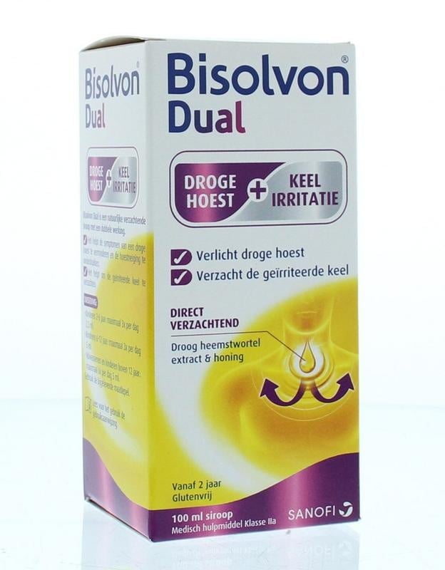 Bisolvon Bisolvon Dual droge hoest/keelirritatie siroop (100 ml)