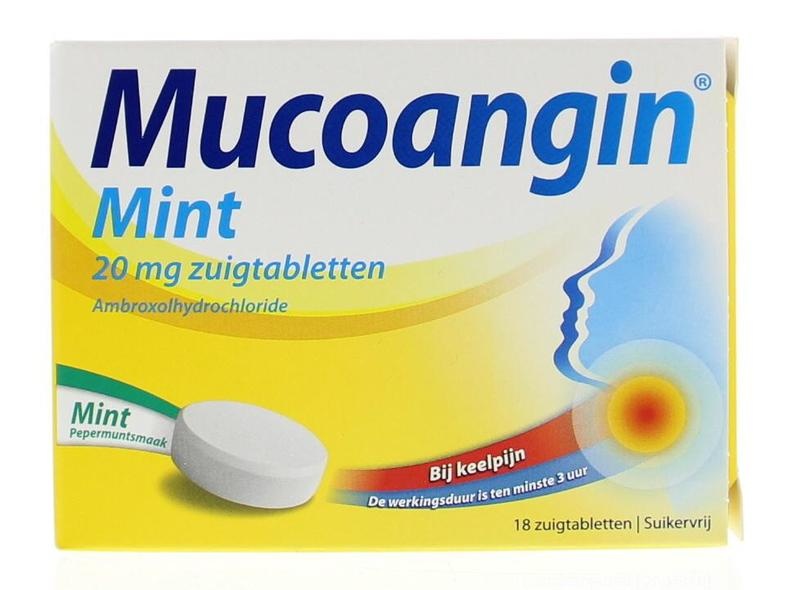 Mucoangin Mucoangin Mint suikervrij 20mg (18 Zuigtab)