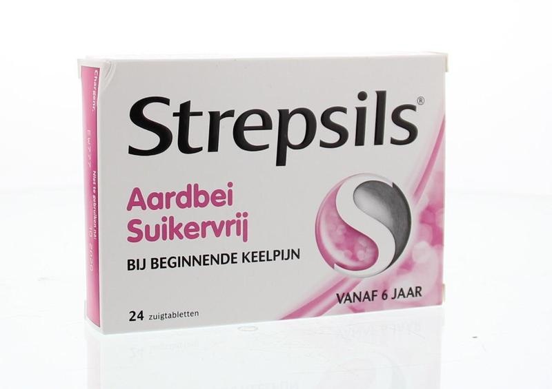 Strepsils Strepsils Aardbei suikervrij (24 Zuigtab)