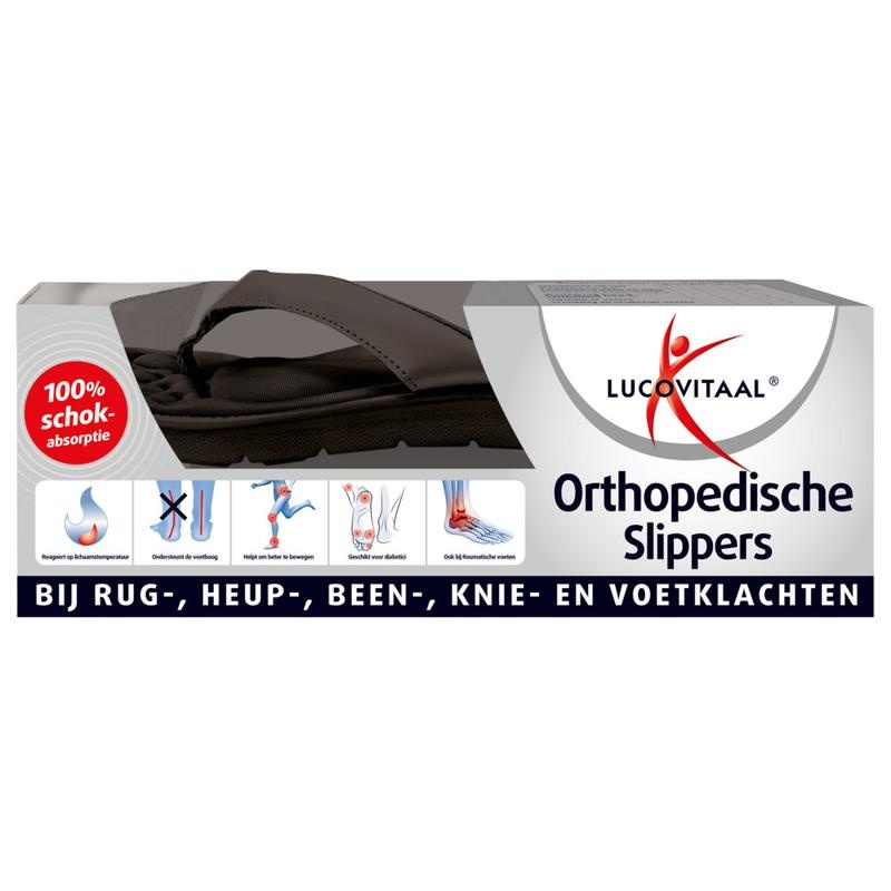 Lucovitaal Lucovitaal Orthopedische slippers maat 43-44 zwart (1 Paar)