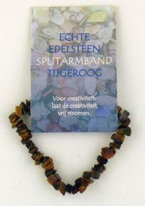 Steengoed Steengoed Splitkralen armband tijgeroog op kaart (1 st)