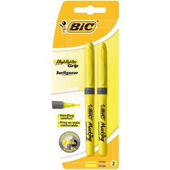 BIC Highlighter grip geel blister (2 st)