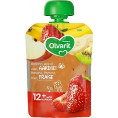 Olvarit knijpzakje aardbeien banaan kiwi 12M863 (90 gr)