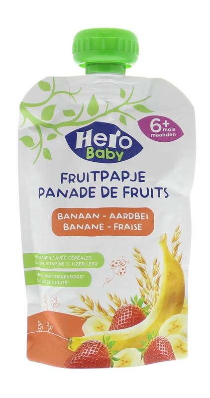 Hero Baby fruitpap granen/banaan/aardbei 6M+ (120 gram)