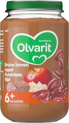 Olvarit Olvarit Bruine bonen appel rundvlees rijst 6M01 (200 gr)