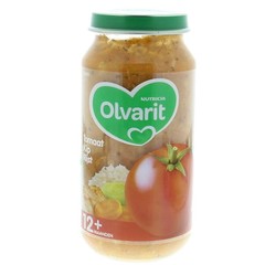 Olvarit Tomaat kip rijst 12M12 (250 gr)