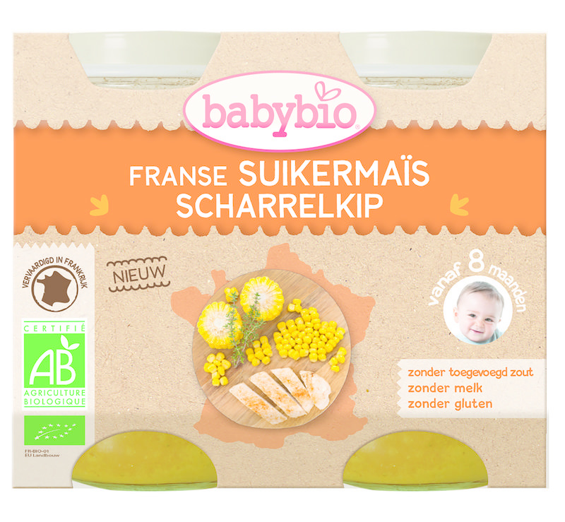 Babybio Babybio Zachte mais met kip 200 gr bio (2 st)