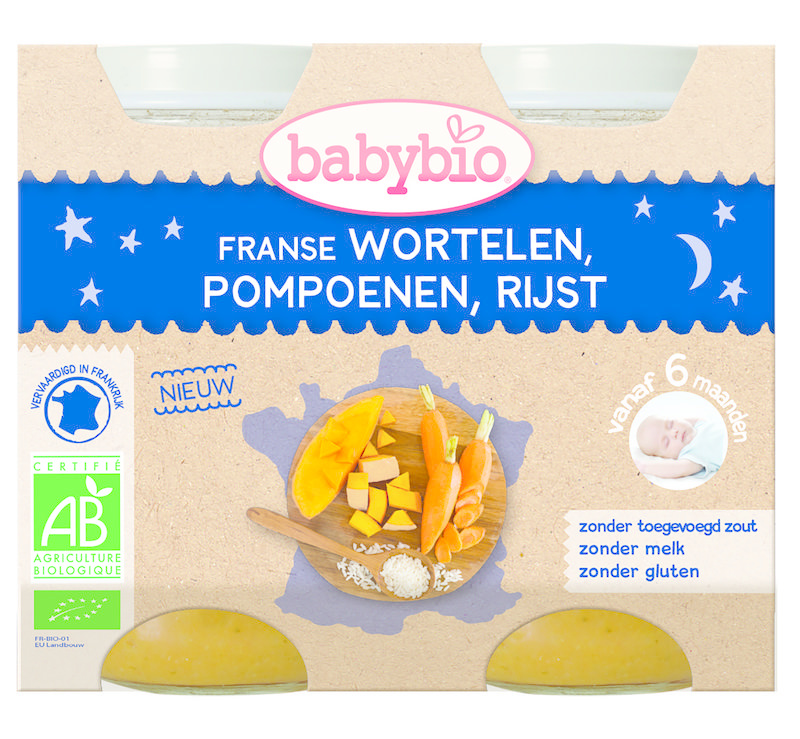 Babybio Babybio Wortel pompoen rijst 200 gr bio (2 st)