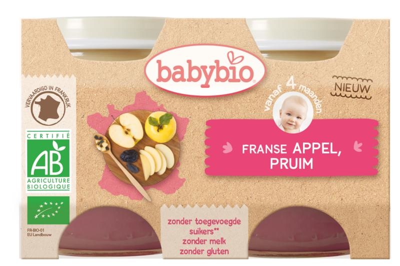 Babybio Dessert appel pruim 130 gram (2 stuks)