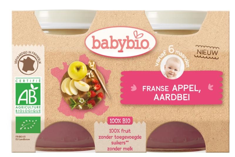 Babybio Babybio Dessert appel aardbei 130 gr bio (2 st)