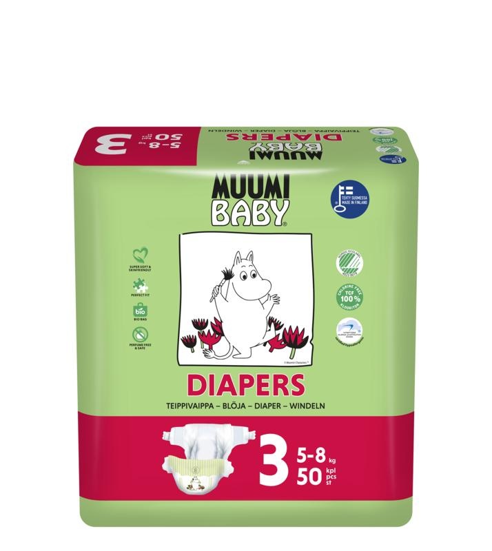 Muumi Baby Muumi Baby Eco luiers maat 3 midi 5-8kg (50 st)