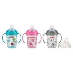 Nuby Antilekbeker handvat & print 240ml 6+ maanden (1 st)