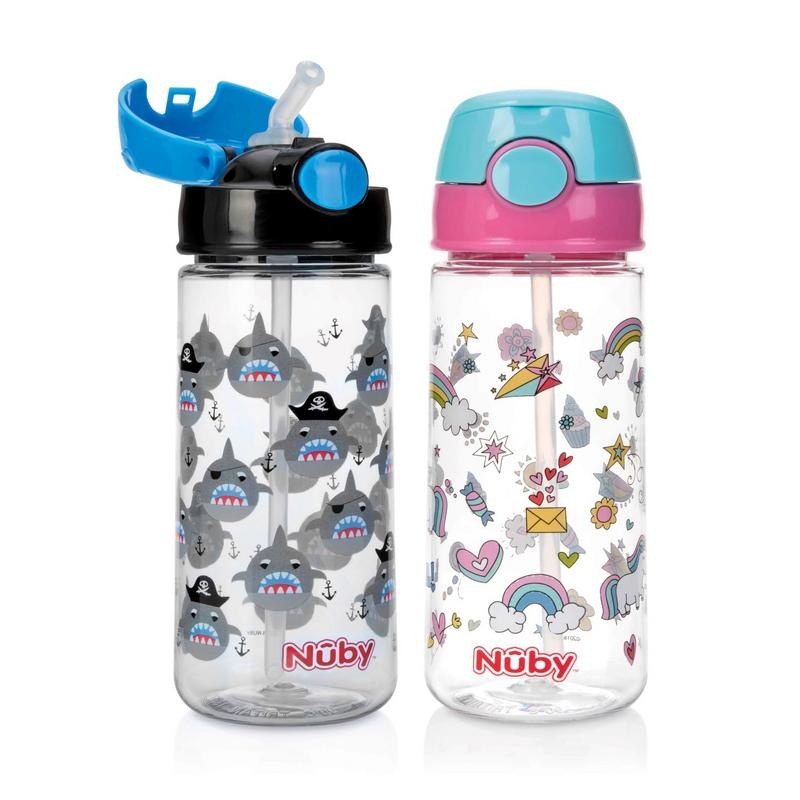 Nuby Nuby Beker met zacht rietje drukknop 530ml 3+ jaar (1 st)