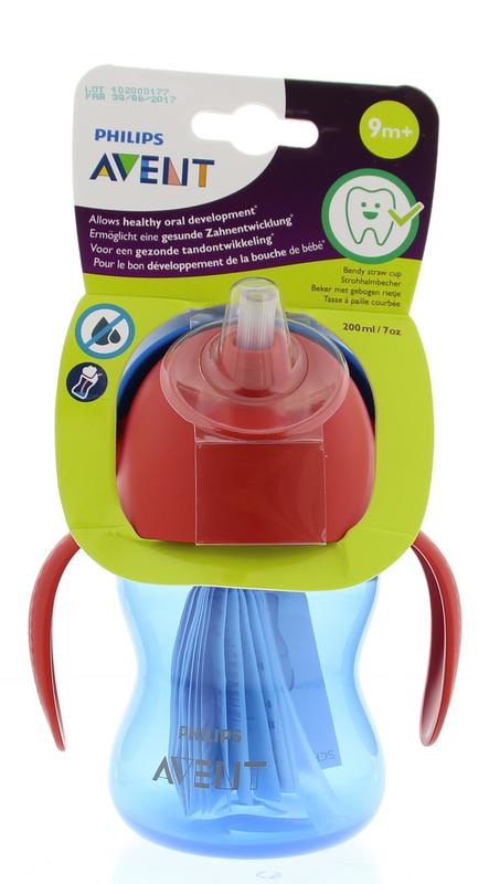 Avent Rietjesbeker jongen blauwe beker met rood rand (200 ml)