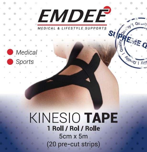 Emdee Emdee Kinesio tape zwart pre cut (1 st)
