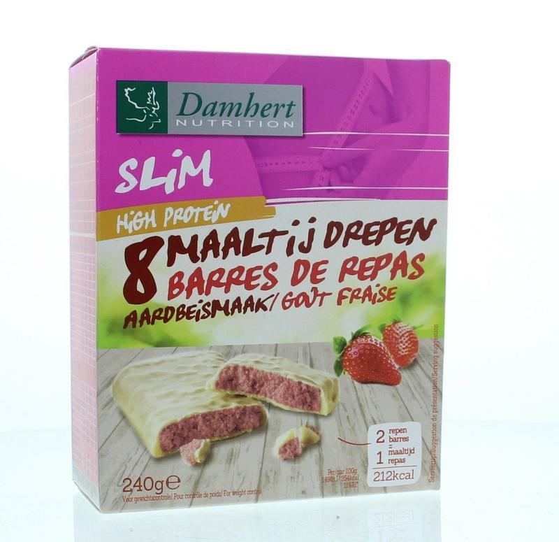 Damhert Damhert Afslank proteinereep witte chocolade & aardbei (240 gr)