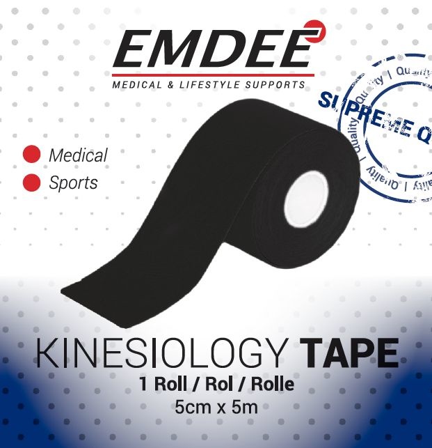Emdee Emdee Kinesio tape zwart non cut (1 Rol)