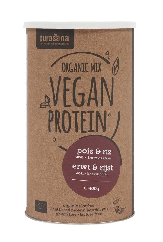 Purasana Purasana Vegan proteine erwt & rijst - acai bosvruchten bio (400 gr)