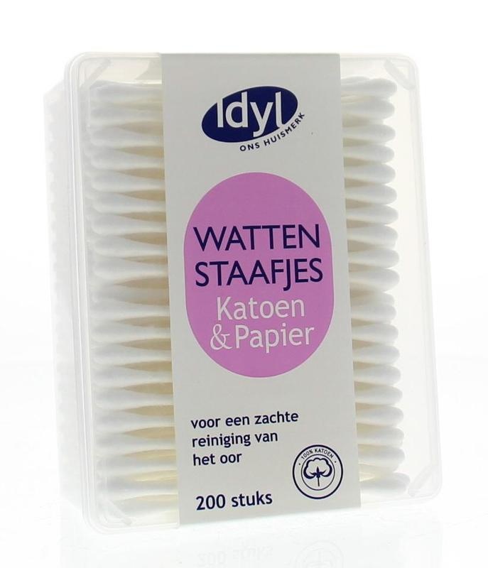 Idyl Wattenstaafjes katoen & papier (200 stuks)